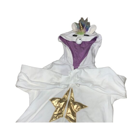 Unicorn One Piece Sleepwear Halloween Costume Cream White XL - Picture 5 of 8
